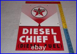 Vintage Texaco Diesel Chief L Fuel Sprayer 18 Porcelain Metal Gasoline Oil Sign