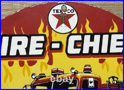 Vintage Texaco Fire Chief Gasoline Porcelain Sign Motor Oil Gas Station Pump