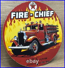 Vintage Texaco Fire Chief Gasoline Porcelain Sign Motor Oil Gas Station Pump