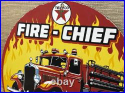 Vintage Texaco Fire Chief Gasoline Porcelain Sign Motor Oil Gas Station Pump