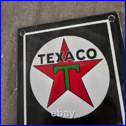 Vintage Texaco Free Air Old Us Gasoline Oil Gas Pump Enamel Porcelain Sign
