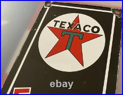 Vintage Texaco Free Air Porcelain Gas Station Sign Pump Plate Motor Oil USA