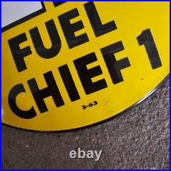 Vintage Texaco Fuel Chief 1 Old Us Gasoline Oil Gas Pump Enamel Porcelain Sign