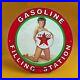 Vintage Texaco Gasoline Girl Porcelain Enamel Gas Oil Station Pump Oil Sign
