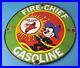 Vintage Texaco Gasoline Porcelain Felix The Cat Firefighter Gas Pump Plate Sign