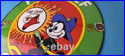 Vintage Texaco Gasoline Porcelain Felix The Cat Firefighter Gas Pump Plate Sign