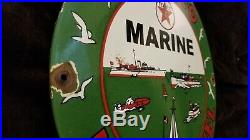 Vintage Texaco Gasoline Porcelain Gas Oil Marina Service Station Pump Plate Sign