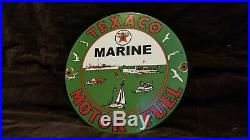 Vintage Texaco Gasoline Porcelain Gas Oil Marina Service Station Pump Plate Sign