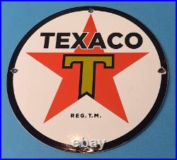 Vintage Texaco Gasoline Porcelain Gas Oil Texas Service Station Pump Plate Sign