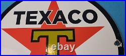 Vintage Texaco Gasoline Porcelain Gas Oil Texas Service Station Pump Plate Sign