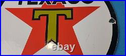 Vintage Texaco Gasoline Porcelain Gas Oil Texas Service Station Pump Plate Sign