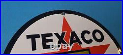 Vintage Texaco Gasoline Porcelain Gas Oil Texas Service Station Pump Plate Sign