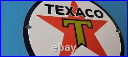 Vintage Texaco Gasoline Porcelain Gas Oil Texas Service Station Pump Plate Sign