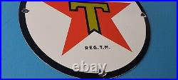 Vintage Texaco Gasoline Porcelain Gas Oil Texas Service Station Pump Plate Sign