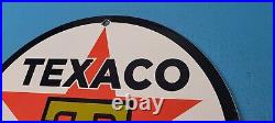 Vintage Texaco Gasoline Porcelain Gas Oil Texas Service Station Pump Plate Sign