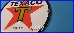 Vintage Texaco Gasoline Porcelain Gas Oil Texas Service Station Pump Plate Sign