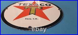 Vintage Texaco Gasoline Porcelain Gas Oil Texas Service Station Pump Plate Sign