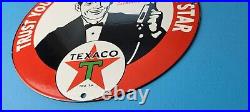 Vintage Texaco Gasoline Porcelain Gas Texas Oil Service Station Pump Plate Sign