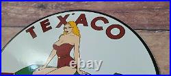 Vintage Texaco Gasoline Porcelain Military Service Bombshell Airplane Gas Sign