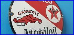 Vintage Texaco Gasoline Porcelain Mobil Oil Service Station Pump Plate Sign