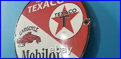 Vintage Texaco Gasoline Porcelain Mobil Oil Service Station Pump Plate Sign