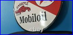 Vintage Texaco Gasoline Porcelain Mobil Oil Service Station Pump Plate Sign