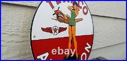 Vintage Texaco Gasoline Porcelain Service Station Military Gas Oil Airplane Sign