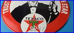 Vintage Texaco Gasoline Sign Gas Motor Oil Pump Plate Porcelain Sign