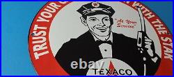 Vintage Texaco Gasoline Sign Gas Motor Oil Pump Plate Porcelain Sign