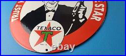 Vintage Texaco Gasoline Sign Gas Motor Oil Pump Plate Porcelain Sign