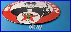 Vintage Texaco Gasoline Sign Gas Motor Oil Pump Plate Porcelain Sign