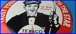 Vintage Texaco Gasoline Sign Gas Motor Oil Pump Plate Porcelain Sign