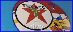 Vintage Texaco Gasoline Sign Red Star Road Runner Gas Pump Service Sign