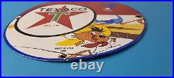 Vintage Texaco Gasoline Sign Red Star Road Runner Gas Pump Service Sign