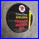Vintage Texaco Golden Motor Old Us Gasoline Oil Gas Pump Enamel Porcelain Sign