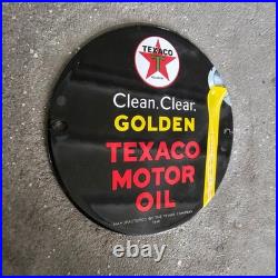 Vintage Texaco Golden Motor Old Us Gasoline Oil Gas Pump Enamel Porcelain Sign
