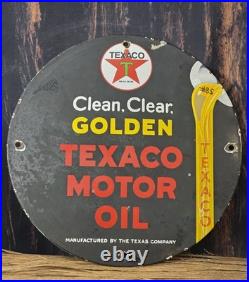 Vintage Texaco Golden Texaco Motor Oil Porcelain Sign 12