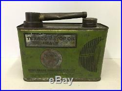 Vintage Texaco Half Gallon Handy Grip Oil Can Easy Pour Spout Metal Can
