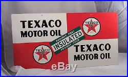 Vintage Texaco Insulated Motor Oil Enamel Gas Station Two Sided Sign, MINT, 1948