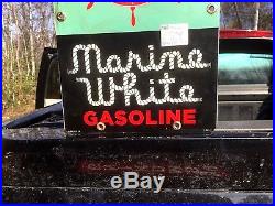 Vintage Texaco Marine White Gasoline Pump Porcelain Metal Sign Gas Oil Nautical