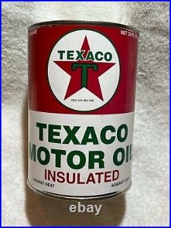 Vintage Texaco Motor Oil Can Insulated / Original Empty Display Can