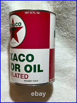 Vintage Texaco Motor Oil Can Insulated / Original Empty Display Can