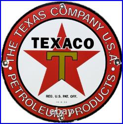 Vintage Texaco Motor Oil Porcelain Sign Texas Gasoline Gas Station Pump Plate