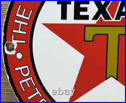 Vintage Texaco Motor Oil Porcelain Sign Texas Gasoline Gas Station Pump Plate