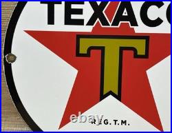 Vintage Texaco Motor Oil Porcelain Sign Texas Gasoline Gas Station Pump Plate