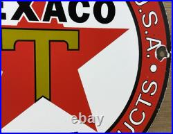 Vintage Texaco Motor Oil Porcelain Sign Texas Gasoline Gas Station Pump Plate
