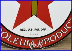 Vintage Texaco Motor Oil Porcelain Sign Texas Gasoline Gas Station Pump Plate