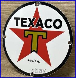 Vintage Texaco Motor Oil Porcelain Sign Texas Gasoline Gas Station Pump Plate