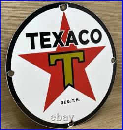 Vintage Texaco Motor Oil Porcelain Sign Texas Gasoline Gas Station Pump Plate