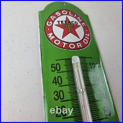 Vintage Texaco Motor Oil Sign Gas Pump Ad Sign on Porcelain Thermometer